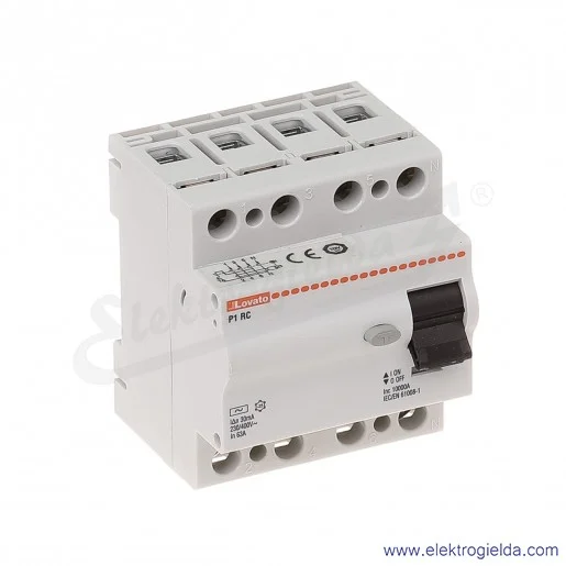Wyłącznik różnicowoprądowy P1RC4P63AC030 4P 63A 30mA typ AC Wyłącznik różnicowoprądowy P1RC4P63AC030 4P 63A 30mA typ AC