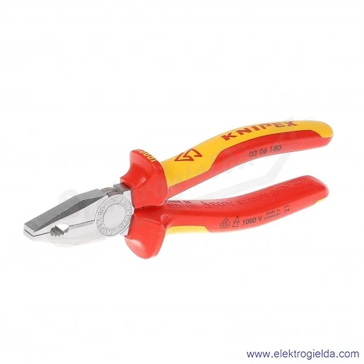 Szczypce 03 06 180 uniwersalne typu kombinerki chromowane izolowane 1000V Szczypce 03 06 180 uniwersalne typu kombinerki chromowane izolowane 1000V