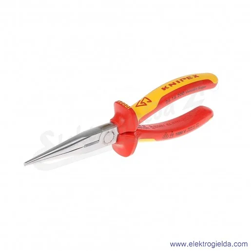 Szczypce 26 16 200 półokrągłe proste chromowane izolowane 1000V Szczypce 26 16 200 półokrągłe proste chromowane izolowane 1000V