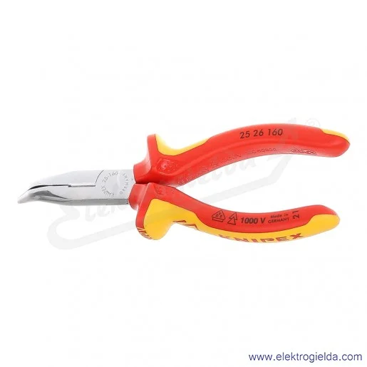 Szczypce 25 26 160 półokrągłe wygięte chromowane izolowane 1000V Szczypce 25 26 160 półokrągłe wygięte chromowane izolowane 1000V