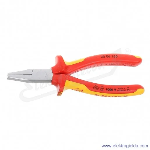 Szczypce 20 06 160 płaskie chromowane izolowane 1000V Szczypce 20 06 160 płaskie chromowane izolowane 1000V