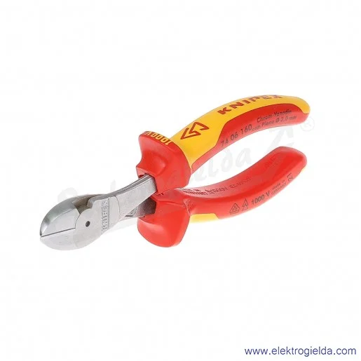 Szczypce 74 06 160 tnące boczne o zwiększonym przełożeniu chromowane izolowane 1000V Szczypce 74 06 160 tnące boczne o zwiększonym przełożeniu chromowane izolowane 1000V