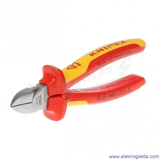Szczypce 70 06 160 tnące boczne chromowane izolowane 1000V Szczypce 70 06 160 tnące boczne chromowane izolowane 1000V