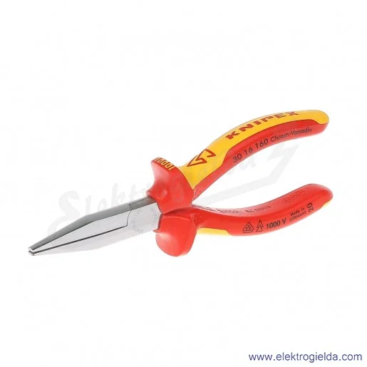 Szczypce 30 16 160 płaskie wydłużone chromowane izolowane 1000V Szczypce 30 16 160 płaskie wydłużone chromowane izolowane 1000V