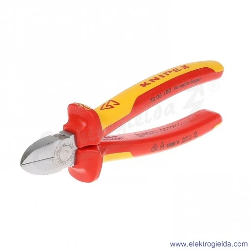 Szczypce 70 06 180 tnące boczne chromowane izolowane 1000V Szczypce 70 06 180 tnące boczne chromowane izolowane 1000V