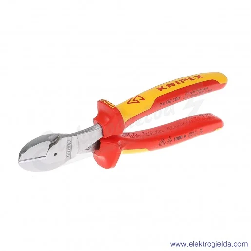 Szczypce 74 06 200 tnące boczne o zwiększonym przełożeniu chromowane izolowane 1000V Szczypce 74 06 200 tnące boczne o zwiększonym przełożeniu chromowane izolowane 1000V