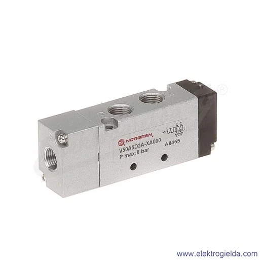 Zawór rozdzielający 5/2 G1/8 monostabilny, sterowany pneumatycznie, powrót pneumatyczny V50A5D3A-XA090 Zawór rozdzielający 5/2 G1/8 monostabilny, sterowany pneumatycznie, powrót pneumatyczny V50A5D3A-XA090