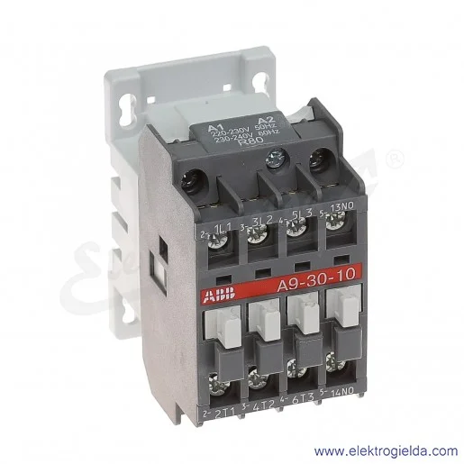 Stycznik A9-30-10 230V AC 50/60 HZ, 1NO, 4KW/400V AC-3, 25A AC-1, 3-polowy Stycznik A9-30-10 230V AC 50/60 HZ, 1NO, 4KW/400V AC-3, 25A AC-1, 3-polowy