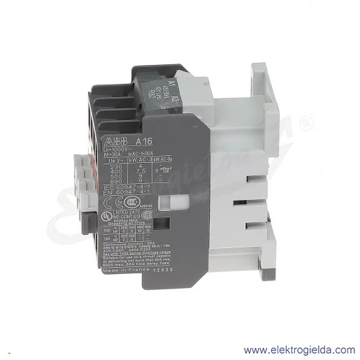 Stycznik A16-30-10 42V AC 50/60 HZ, 1NO, 7.5KW/400V AC-3, 30A AC-1, 3-polowy Stycznik A16-30-10 42V AC 50/60 HZ, 1NO, 7.5KW/400V AC-3, 30A AC-1, 3-polowy