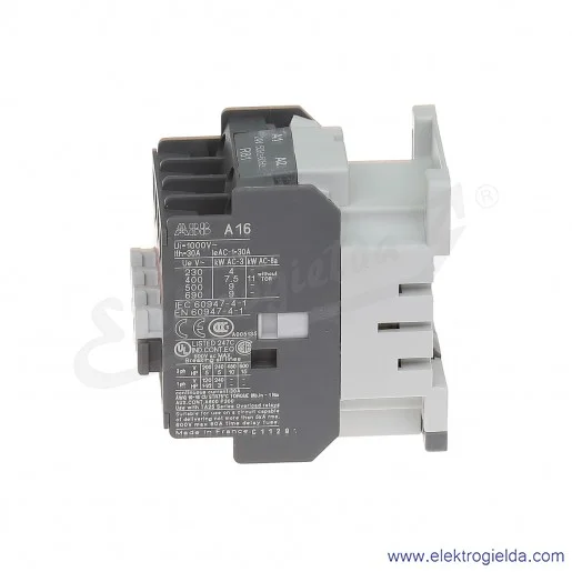 Stycznik A16-30-10 24V AC 50/60 HZ, 1NO, 7.5KW/400V AC-3, 30A AC-1, 3-polowy Stycznik A16-30-10 24V AC 50/60 HZ, 1NO, 7.5KW/400V AC-3, 30A AC-1, 3-polowy