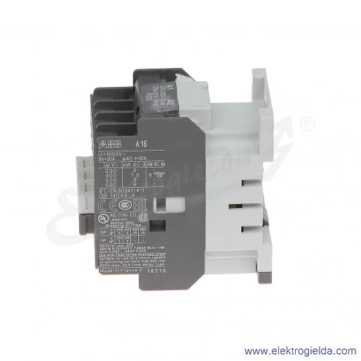 Stycznik A16-30-10 230V AC 50/60 HZ, 1NO, 7.5KW/400V AC-3, 30A AC-1, 3-polowy Stycznik A16-30-10 230V AC 50/60 HZ, 1NO, 7.5KW/400V AC-3, 30A AC-1, 3-polowy