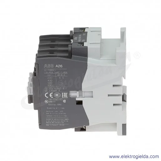 Stycznik A26-40-00 230V AC 50/60 HZ, 11KW/400V AC-3, 45A AC-1, 4-polowy Stycznik A26-40-00 230V AC 50/60 HZ, 11KW/400V AC-3, 45A AC-1, 4-polowy