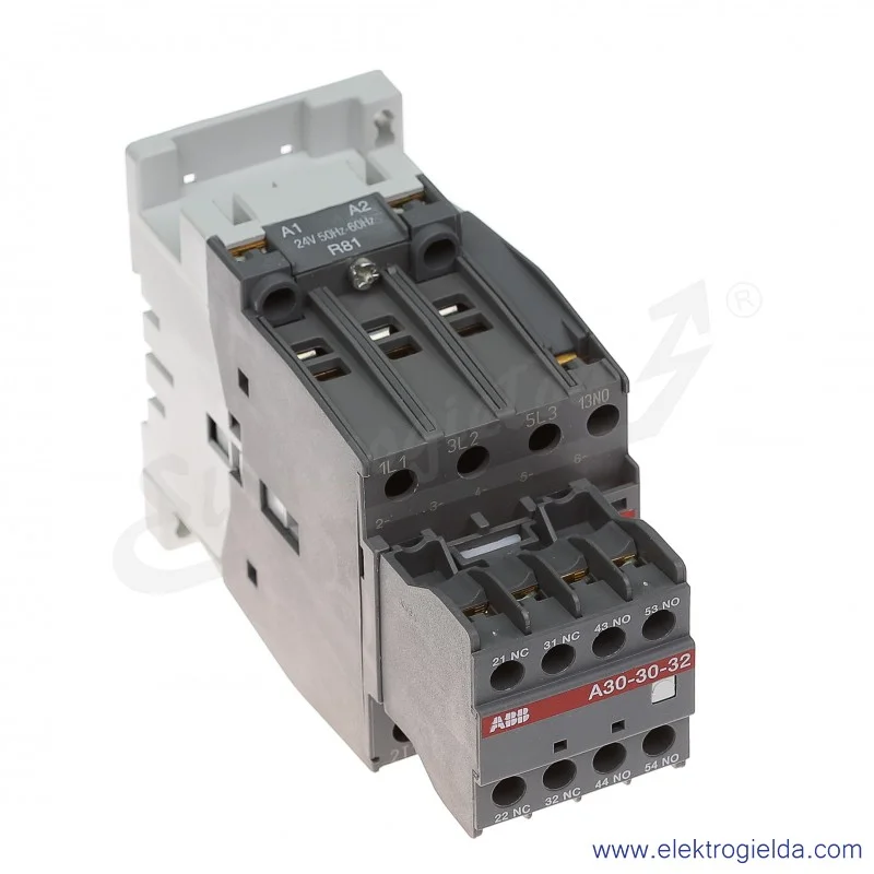 Stycznik A30-30-32 24V AC 50/60 HZ, 3NO+2NC, 15KW/400V AC-3, 55A AC-1, 3-polowy Stycznik A30-30-32 24V AC 50/60 HZ, 3NO+2NC, 15KW/400V AC-3, 55A AC-1, 3-polowy