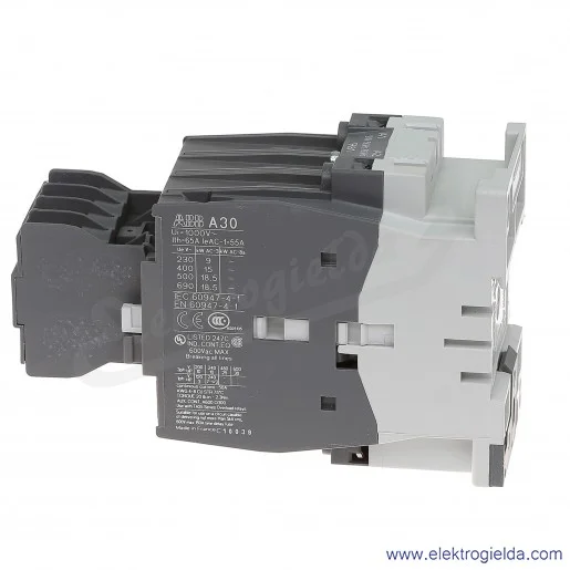 Stycznik A30-30-32 24V AC 50/60 HZ, 3NO+2NC, 15KW/400V AC-3, 55A AC-1, 3-polowy Stycznik A30-30-32 24V AC 50/60 HZ, 3NO+2NC, 15KW/400V AC-3, 55A AC-1, 3-polowy