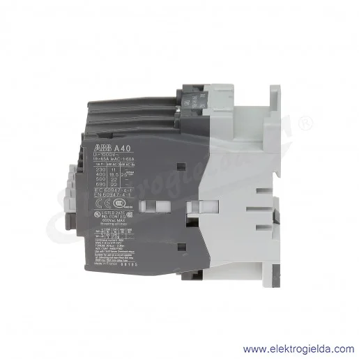 Stycznik A40-30-10 24V AC 50/60 HZ, 1NO, 18.5KW/400V AC-3, 60A AC-1, 3-polowy Stycznik A40-30-10 24V AC 50/60 HZ, 1NO, 18.5KW/400V AC-3, 60A AC-1, 3-polowy