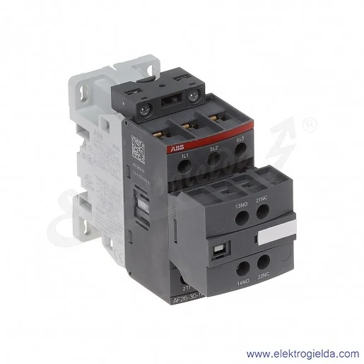 Stycznik AF26-30-11-13 100-250V AC/DC, 1NO+1NC, 11KW/400V 26A AC-3, 45A AC-1, 3-polowy Stycznik AF26-30-11-13 100-250V AC/DC, 1NO+1NC, 11KW/400V 26A AC-3, 45A AC-1, 3-polowy