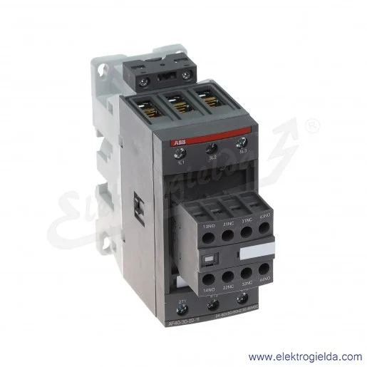 Stycznik AF40-30-22-11 24-60V AC/DC, 2NO+2NC, 18.5KW/400V 40A AC-3, 70A AC-1, 3-polowy Stycznik AF40-30-22-11 24-60V AC/DC, 2NO+2NC, 18.5KW/400V 40A AC-3, 70A AC-1, 3-polowy