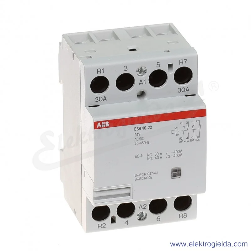 Stycznik modułowy ESB40-22-24AC/DC 40A 2NO+2NC Stycznik modułowy ESB40-22-24AC/DC 40A 2NO+2NC