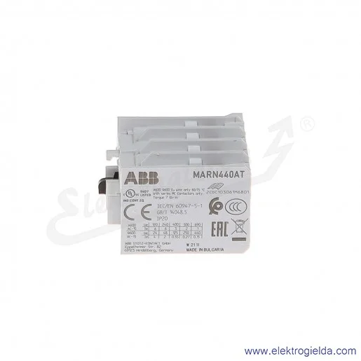 Blok styków pomocniczych MARN440AT czołowe 4NO Blok styków pomocniczych MARN440AT czołowe 4NO
