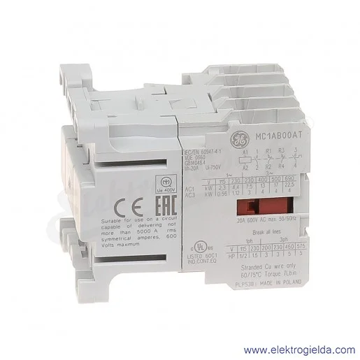Stycznik MC1AB00AT1 24V AC 50/60 HZ, 2NO+2NC, 4KW/400V AC-3, 20A AC-1, 4-polowy Stycznik MC1AB00AT1 24V AC 50/60 HZ, 2NO+2NC, 4KW/400V AC-3, 20A AC-1, 4-polowy