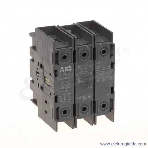 Rozłącznik izolacyjny OT100FT3 100A 3P napęd z przodu, bez wałka i rączki  mocowane na drzwiach Rozłącznik izolacyjny OT100FT3 100A 3P napęd z przodu, bez wałka i rączki  mocowane na drzwiach