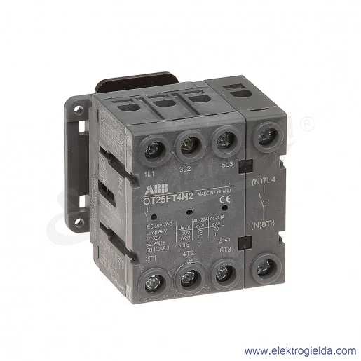 Rozłącznik izolacyjny OT25FT4N2 25A 4P napęd z przodu, bez wałka i rączki mocowane na drzwiach Rozłącznik izolacyjny OT25FT4N2 25A 4P napęd z przodu, bez wałka i rączki mocowane na drzwiach