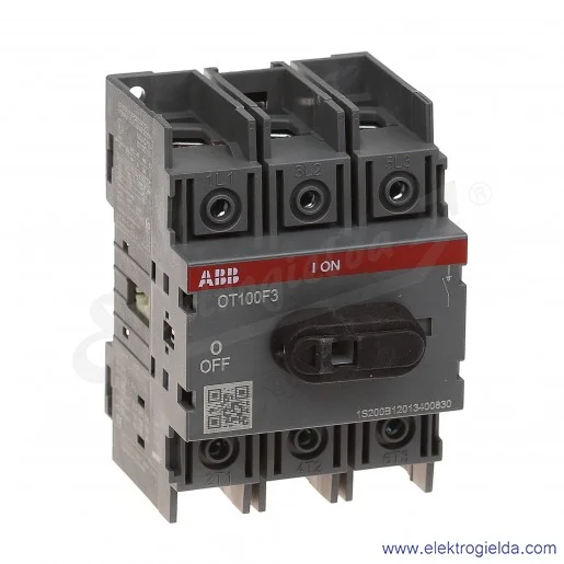 Rozłącznik izolacyjny OT100F3 100A 3P napęd z przodu, bez wałka i rączki Rozłącznik izolacyjny OT100F3 100A 3P napęd z przodu, bez wałka i rączki