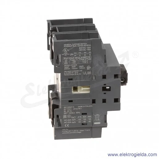 Rozłącznik izolacyjny OT100F3 100A 3P napęd z przodu, bez wałka i rączki Rozłącznik izolacyjny OT100F3 100A 3P napęd z przodu, bez wałka i rączki