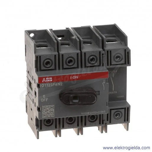 Rozłącznik izolacyjny OT125F4N2 125A 4P napęd z przodu, bez wałka i rączki Rozłącznik izolacyjny OT125F4N2 125A 4P napęd z przodu, bez wałka i rączki