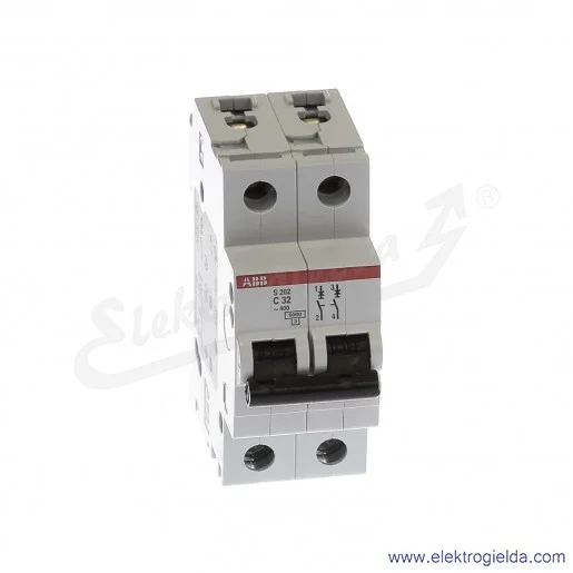 Wyłącznik nadprądowy S202-C32 2P C 32A AC 6kA Wyłącznik nadprądowy S202-C32 2P C 32A AC 6kA