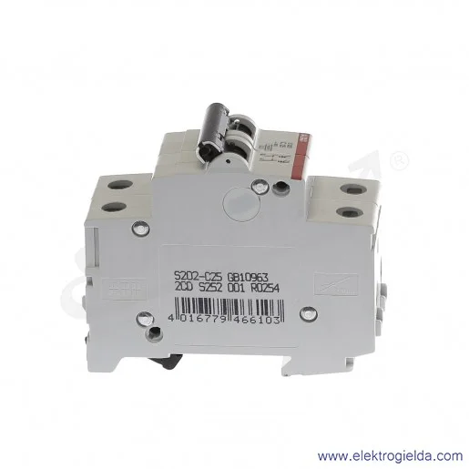 Wyłącznik nadprądowy S202-C25 2P C 25A AC 6kA Wyłącznik nadprądowy S202-C25 2P C 25A AC 6kA