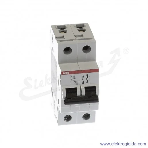 Wyłącznik nadprądowy S202-C20 2P C 20A AC 6kA Wyłącznik nadprądowy S202-C20 2P C 20A AC 6kA