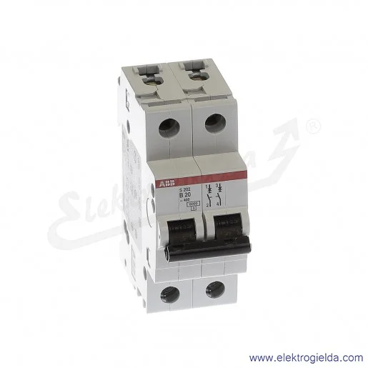 Wyłącznik nadprądowy S202-B20 2P B 20A AC 6kA Wyłącznik nadprądowy S202-B20 2P B 20A AC 6kA