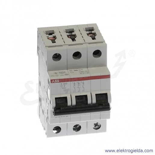 Wyłącznik nadprądowy S203-C2 3P C 2A AC 6kA Wyłącznik nadprądowy S203-C2 3P C 2A AC 6kA