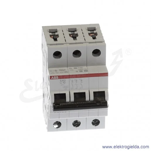 Wyłącznik nadprądowy S203-C10 3P C 10A AC 6kA Wyłącznik nadprądowy S203-C10 3P C 10A AC 6kA