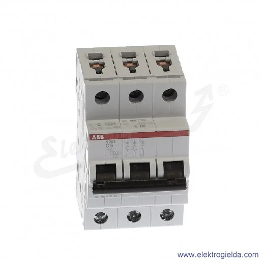 Wyłącznik nadprądowy S203-C6 3P C 6A AC 6kA Wyłącznik nadprądowy S203-C6 3P C 6A AC 6kA