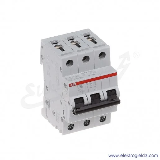 Wyłącznik nadprądowy S203-C20 3P C 20A AC 6kA Wyłącznik nadprądowy S203-C20 3P C 20A AC 6kA