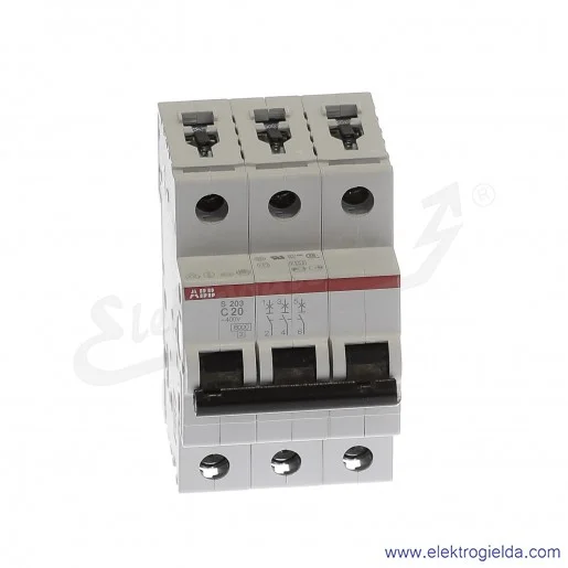 Wyłącznik nadprądowy S203-C20 3P C 20A AC 6kA Wyłącznik nadprądowy S203-C20 3P C 20A AC 6kA