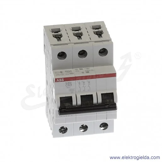 Wyłącznik nadprądowy S203-C63 3P C 63A AC 6kA Wyłącznik nadprądowy S203-C63 3P C 63A AC 6kA