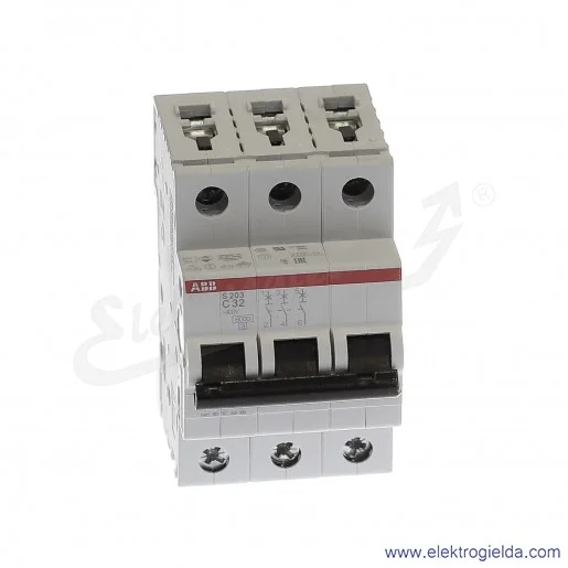 Wyłącznik nadprądowy S203-C32 3P C 32A AC 6kA Wyłącznik nadprądowy S203-C32 3P C 32A AC 6kA